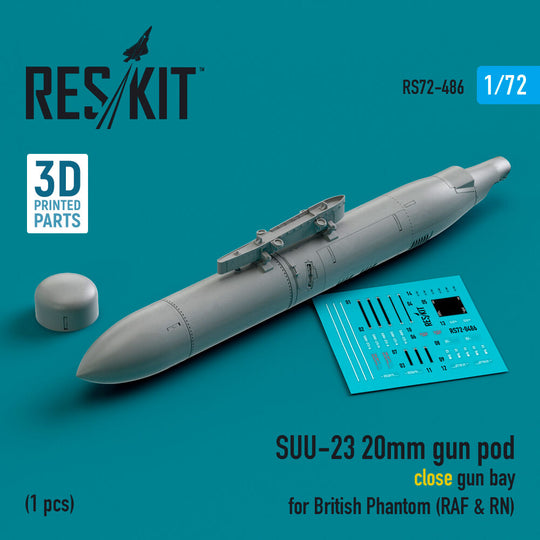 SUU-23 20mm gun pod (close gun bay) for British Phantom (RAF & RN) (1 pcs) (3D Printed)