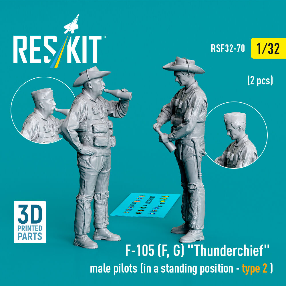 F-105 (F, G) Thunderchief male pilots (in a standing position - type 2) (2 pcs) (3D Printed)