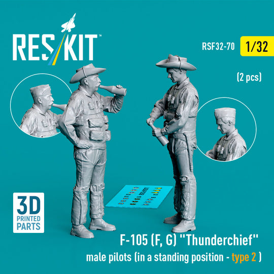 F-105 (F, G) Thunderchief male pilots (in a standing position - type 2) (2 pcs) (3D Printed)