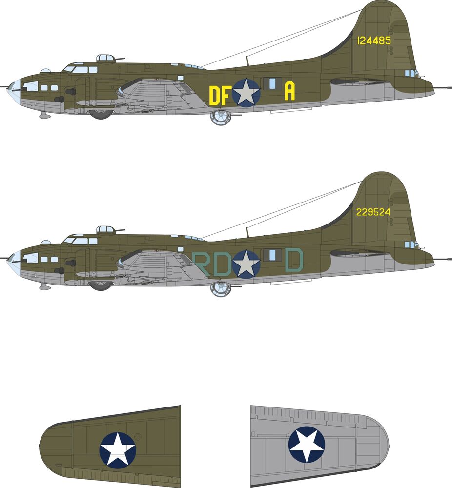 B-17F US national insignia & code letters for Revell