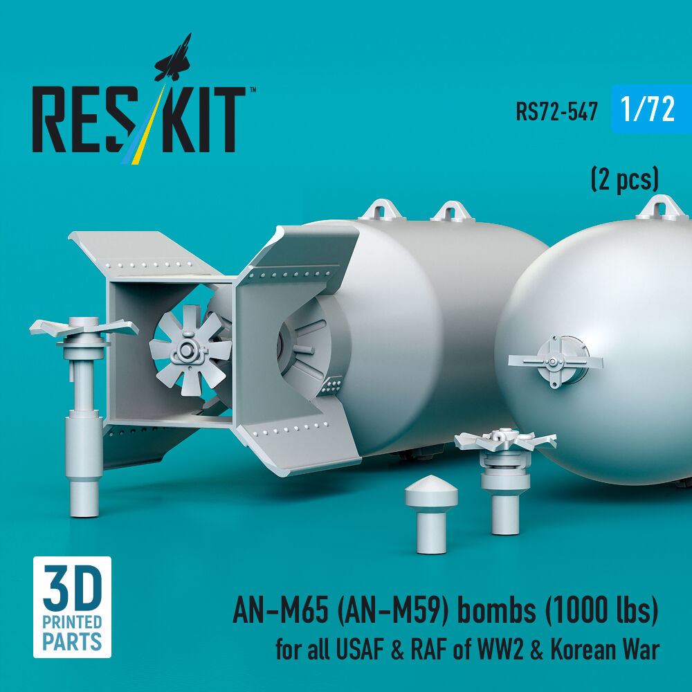 AN-M65 (AN-M59) bombs (1000 lbs) for all USAF & RAF of WW2 & Korean War (2 pcs) (3D Printed)