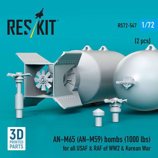AN-M65 (AN-M59) bombs (1000 lbs) for all USAF & RAF of WW2 & Korean War (2 pcs) (3D Printed)