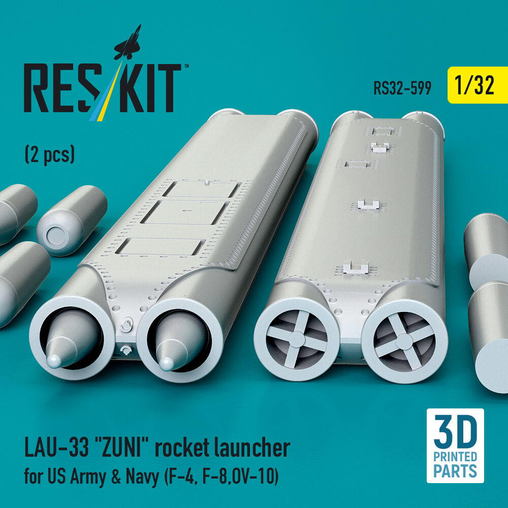 LAU-33 ZUNI rocket launcher for US Army & Navy (2 pcs) (F-4, F-8, OV-10) (3D Printed)