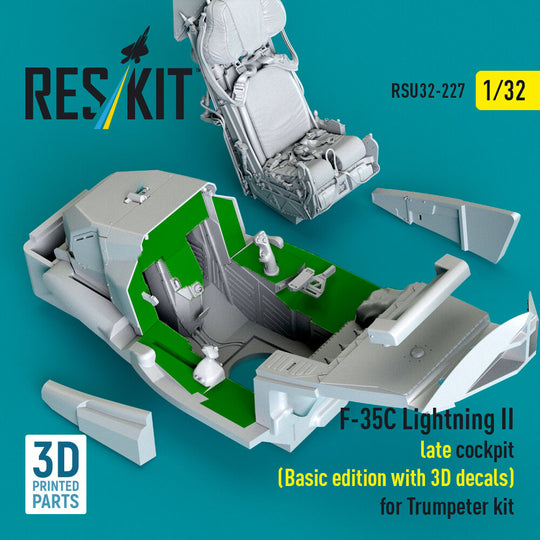 F-35C Lightning II late cockpit (Basic edition with 3D decals) for Trumpeter kit (3D Printed)