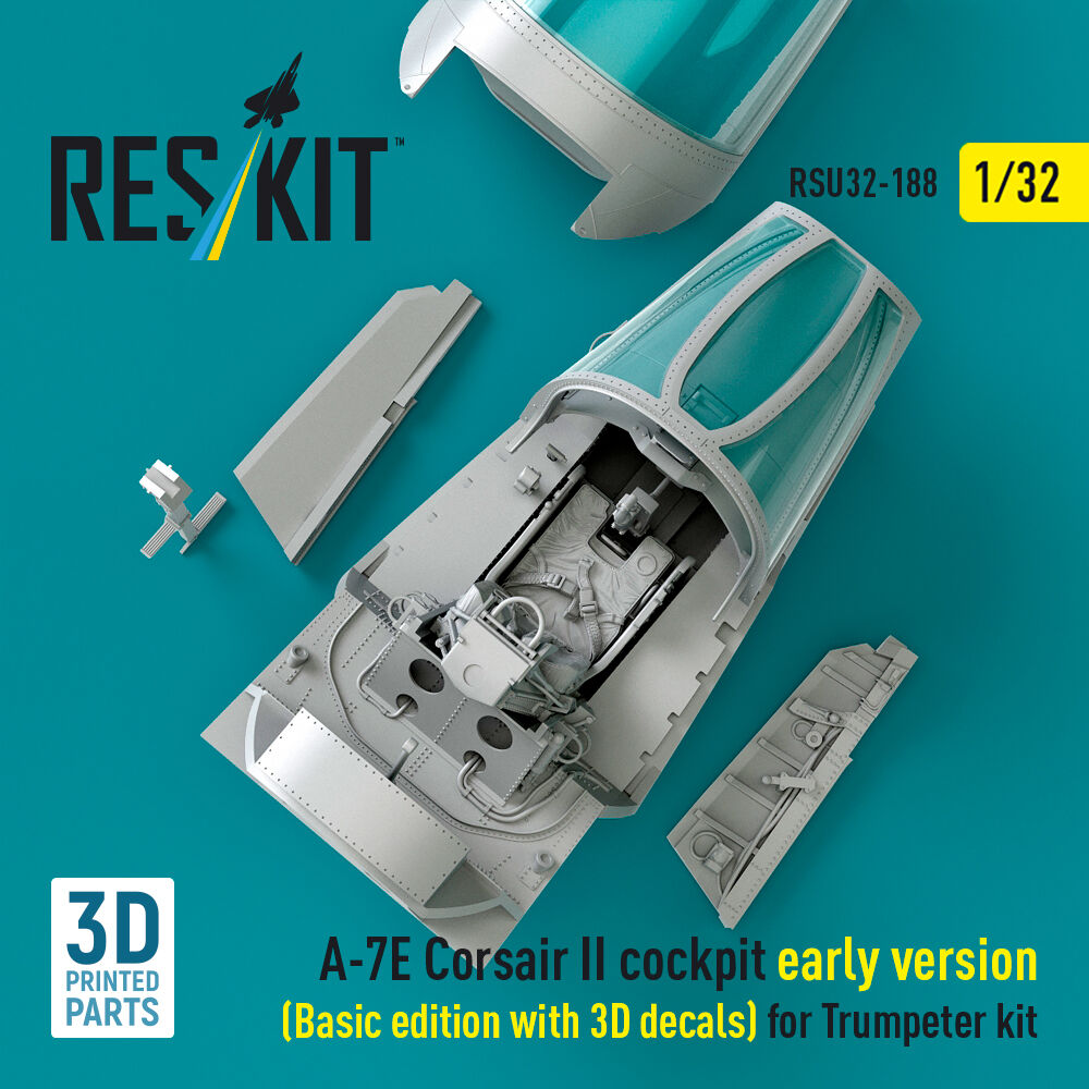 A-7E Corsair II early cockpit (Basic edition with 3D decals) for Trumpeter kit (3D Printed)