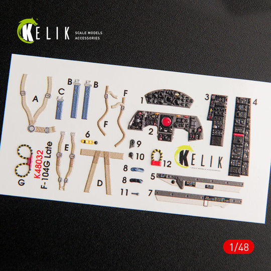 F-104G Starfighter late type interior 3D decals for Hasegawa kit