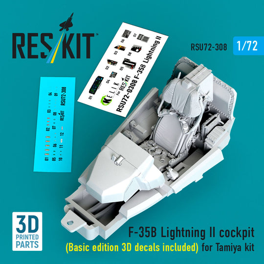 ?F-35B Lightning II cockpit (Basic edition 3D decals included) (3D Printed) for Tamiya