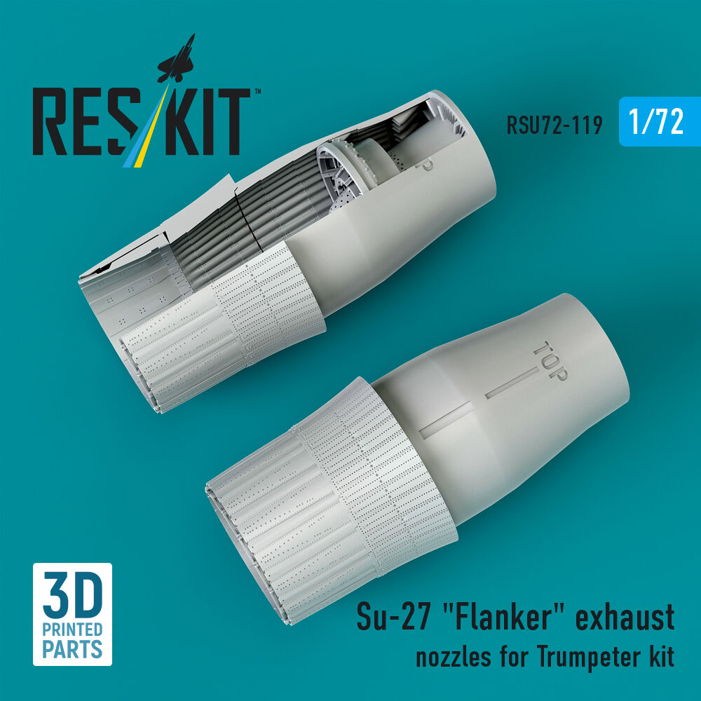 Su-27 Flanker exhaust nozzles for Trumpeter kit (3D Printed)