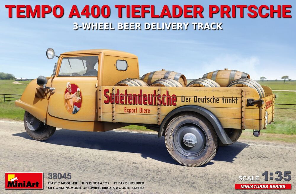 Tempo A400 Tieflader Pritsche 3-Wheel Beer Delivery Truck