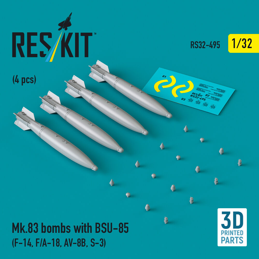 Mk.83 bombs with BSU-85 (4 pcs) (F-14, F/A-18, AV-8B, S-3) (3D printed)