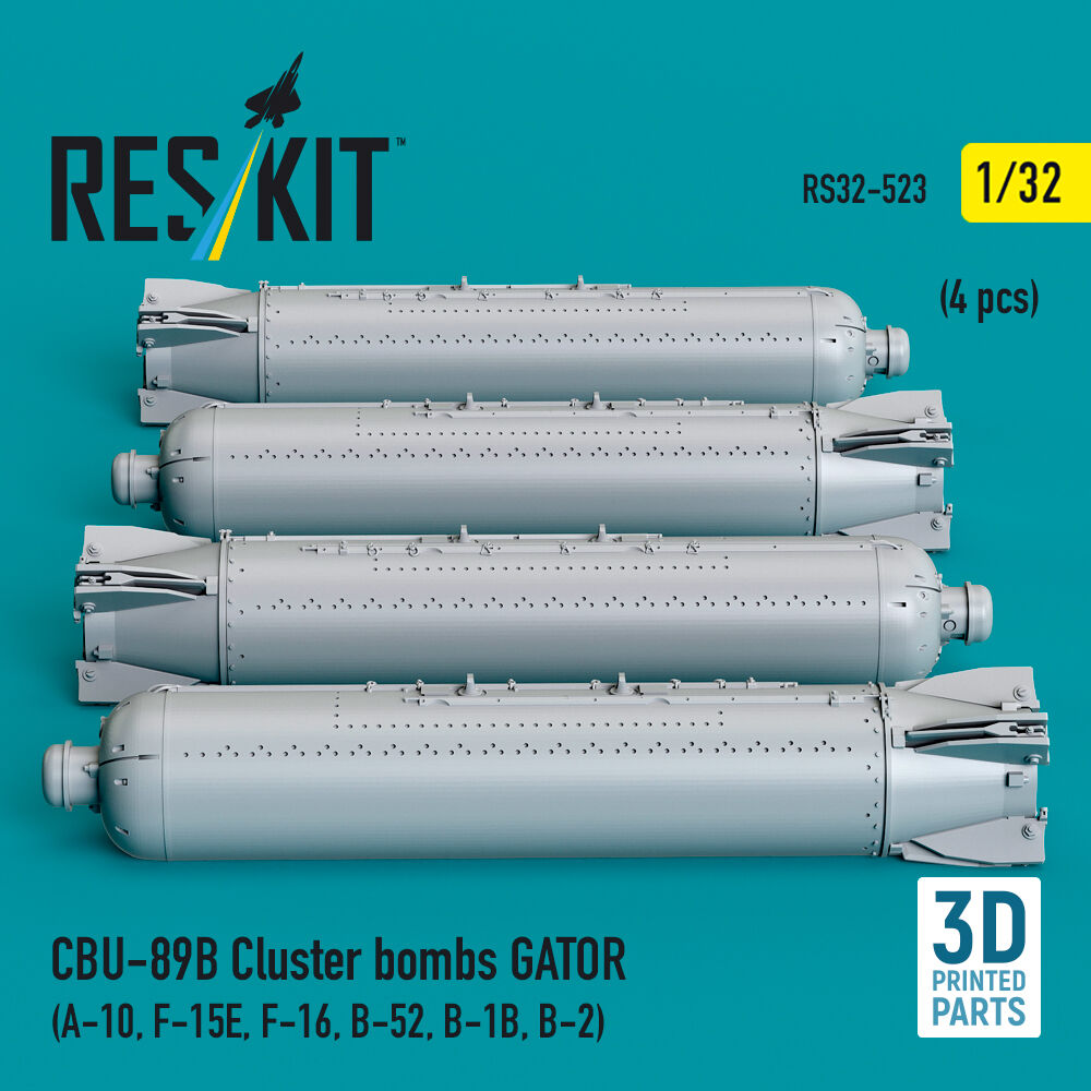 CBU-89B cluster bombs GATOR (4 pcs) (A-10, F-15E, F-16, B-52, B-1B, B-2) (3D Printed)