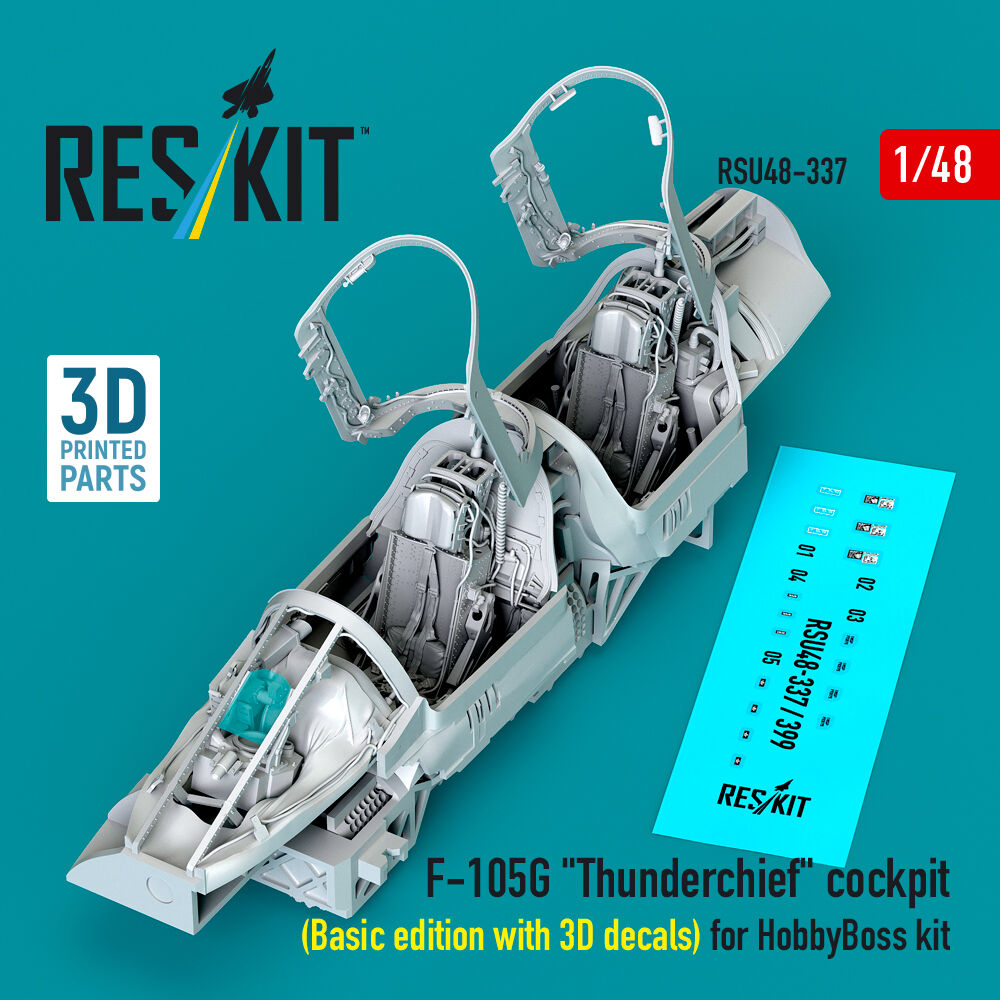 F-105G Thunderchief cockpit (Basic edition with 3D decals) for HobbyBoss kit (3D Printed)