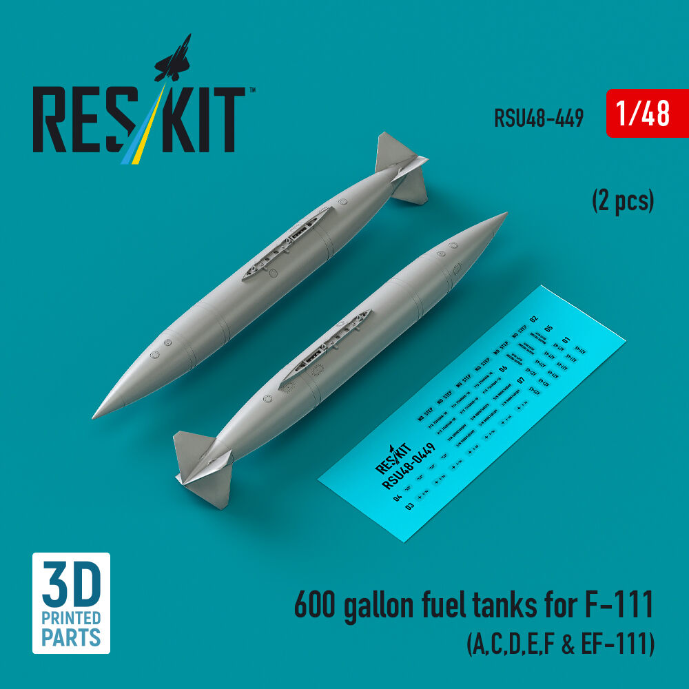 600 gallon fuel tanks for F-111 (A,C,D,E,F & EF-111) (2 pcs) (3D Printed)