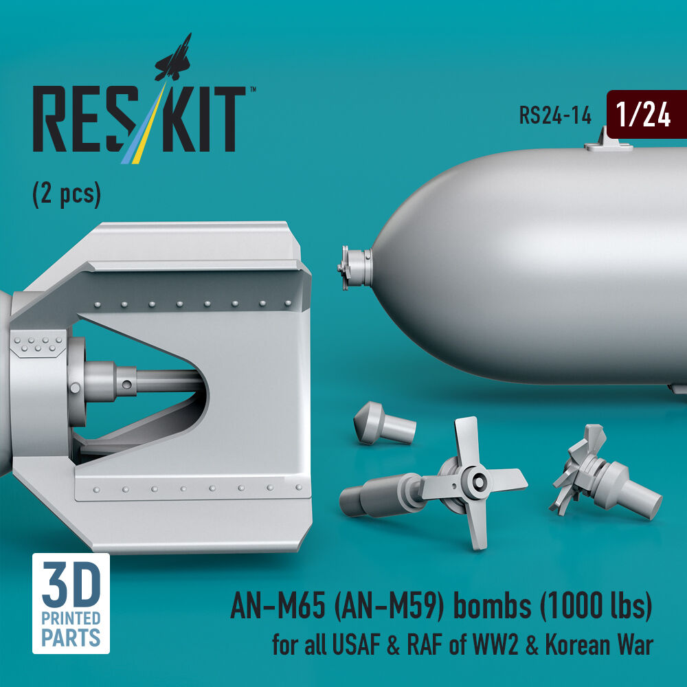 AN-M65 (AN-M59) bombs (1000 lbs) for all USAF & RAF of WW2 & Korean War (2 pcs) (3D Printed)