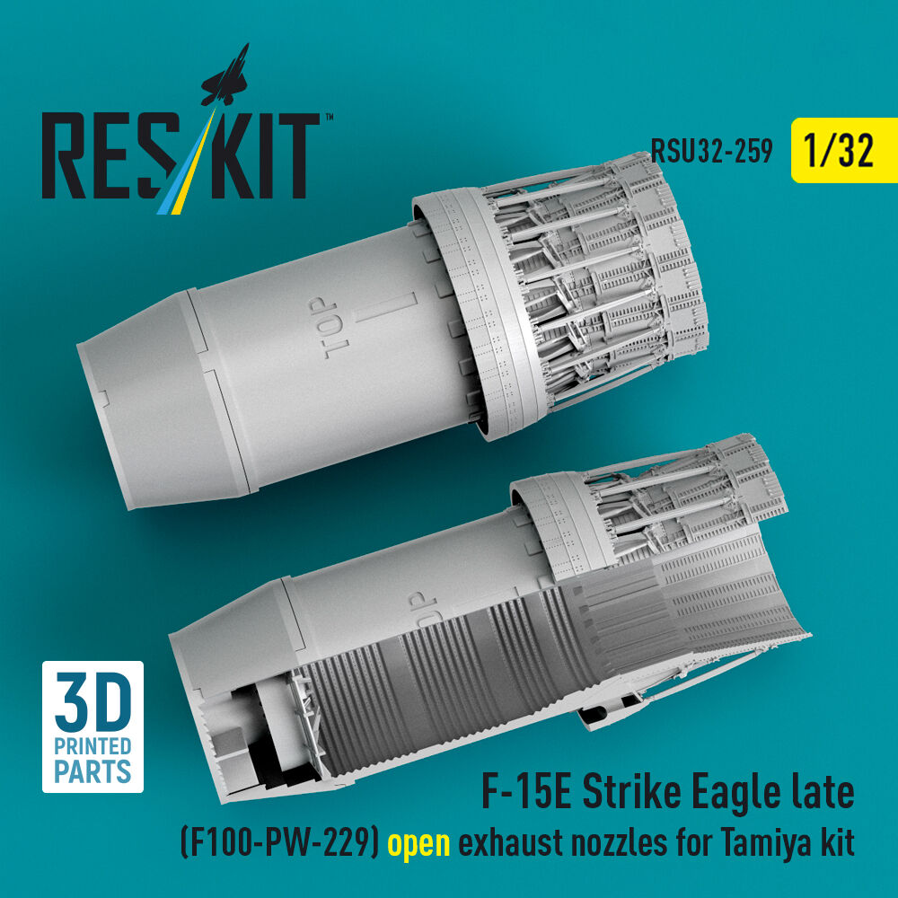 F?15E Strike Eagle late (F100-PW-229) open exhaust nozzles for Tamiya kit (3D Printed)