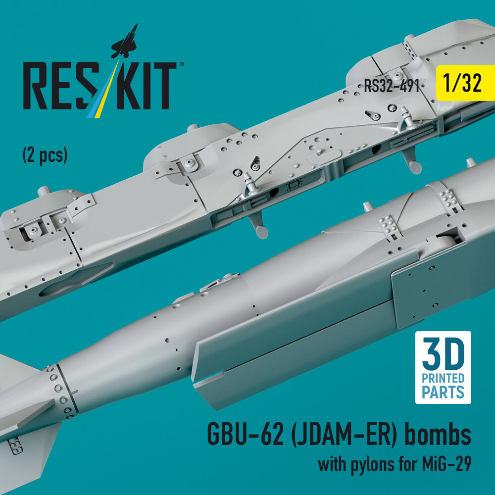 GBU-62 (JDAM-ER) bombs with pylons for MiG-29 (2 pcs) (3D Printed)