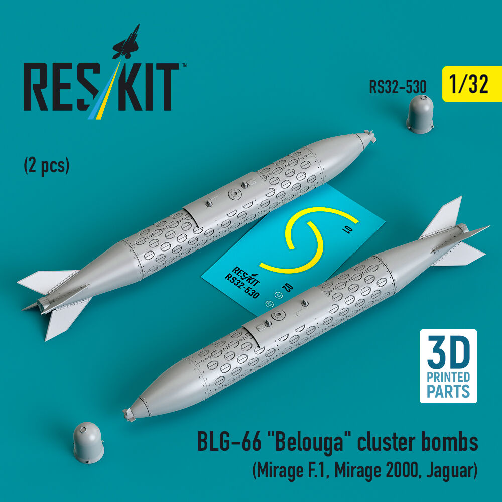 BLG-66 Belouga cluster bombs (2 pcs) (Mirage F.1, Mirage 2000, Jaguar) (3D Printed)