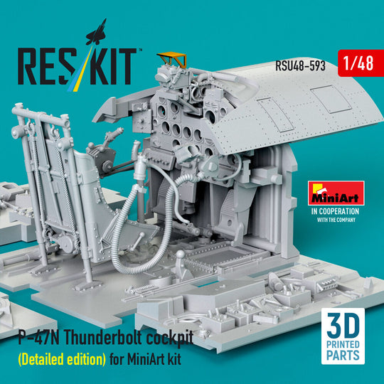 P-47N Thunderbolt cockpit (Detailed edition) for MiniArt kit (3D Printed)