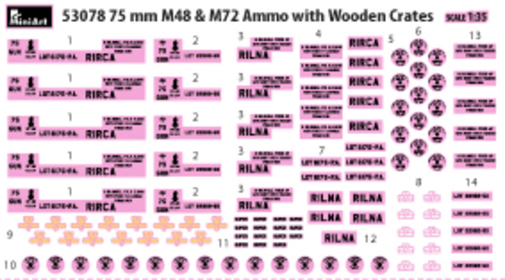 75 mm M48 & M72 Ammo w/Wooden Crates