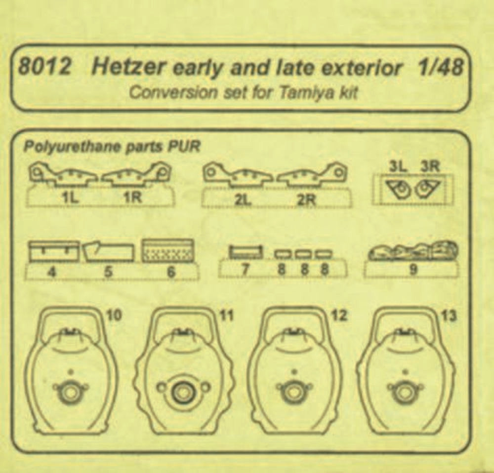 Hetzer early and late exterior für Tamiya Bausatz