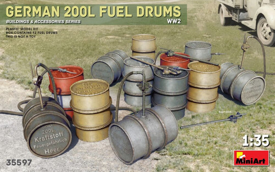 German 200L Fuel Drum Set WW2
