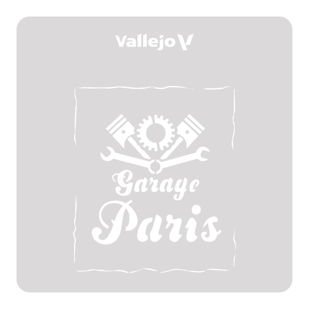 Vallejo Stencils: Vintage Garage Sign 125 x 125 mm