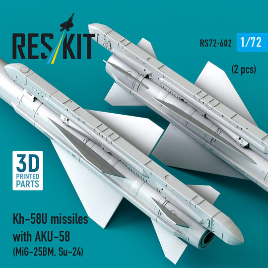 Kh-58U missiles with AKU-58 (2 pcs) (MiG-25BM, Su-24) (3D Printed)