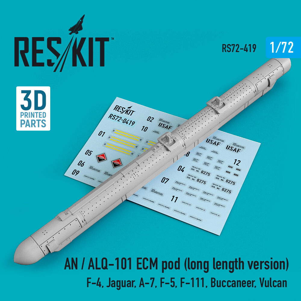 AN / ALQ-101 ECM pod (long length version) (F-4, Jaguar, A-7, F-5, F-111, Buccaneer, Vulcan) (3D Printed)