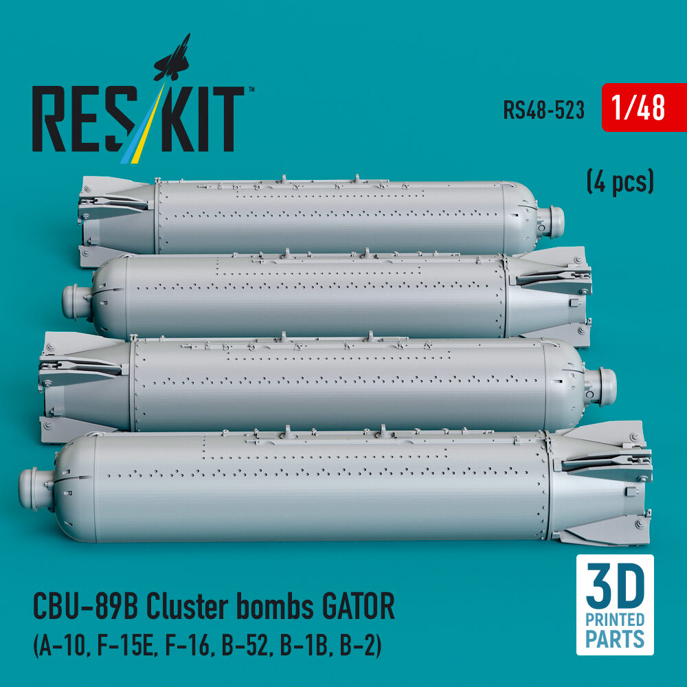 CBU-89B cluster bombs GATOR (4 pcs) (A-10, F-15E, F-16, B-52, B-1B, B-2) (3D Printed)
