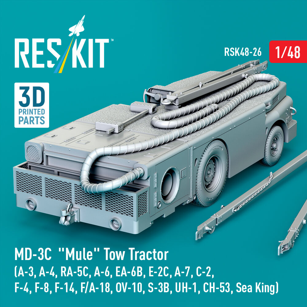 MD-3? Mule Tow Tractor (A-3, A-4, RA-5C, A-6, EA-6B, E-2C, A-7, C-2, F-4, F-8, F-14, F/A-18, OV-10, S-3B, UH-1, CH-53, Sea King) (3D Printed model kit)