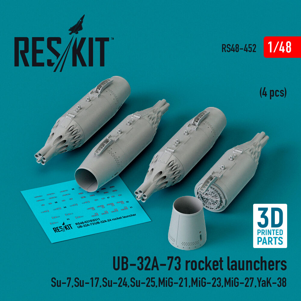 UB-32A-73 rocket launchers (4 pcs) (Su-7,Su-17,Su-24,Su-25,MiG-21,MiG-23,MiG-27,YaK-38) (3D Printed)