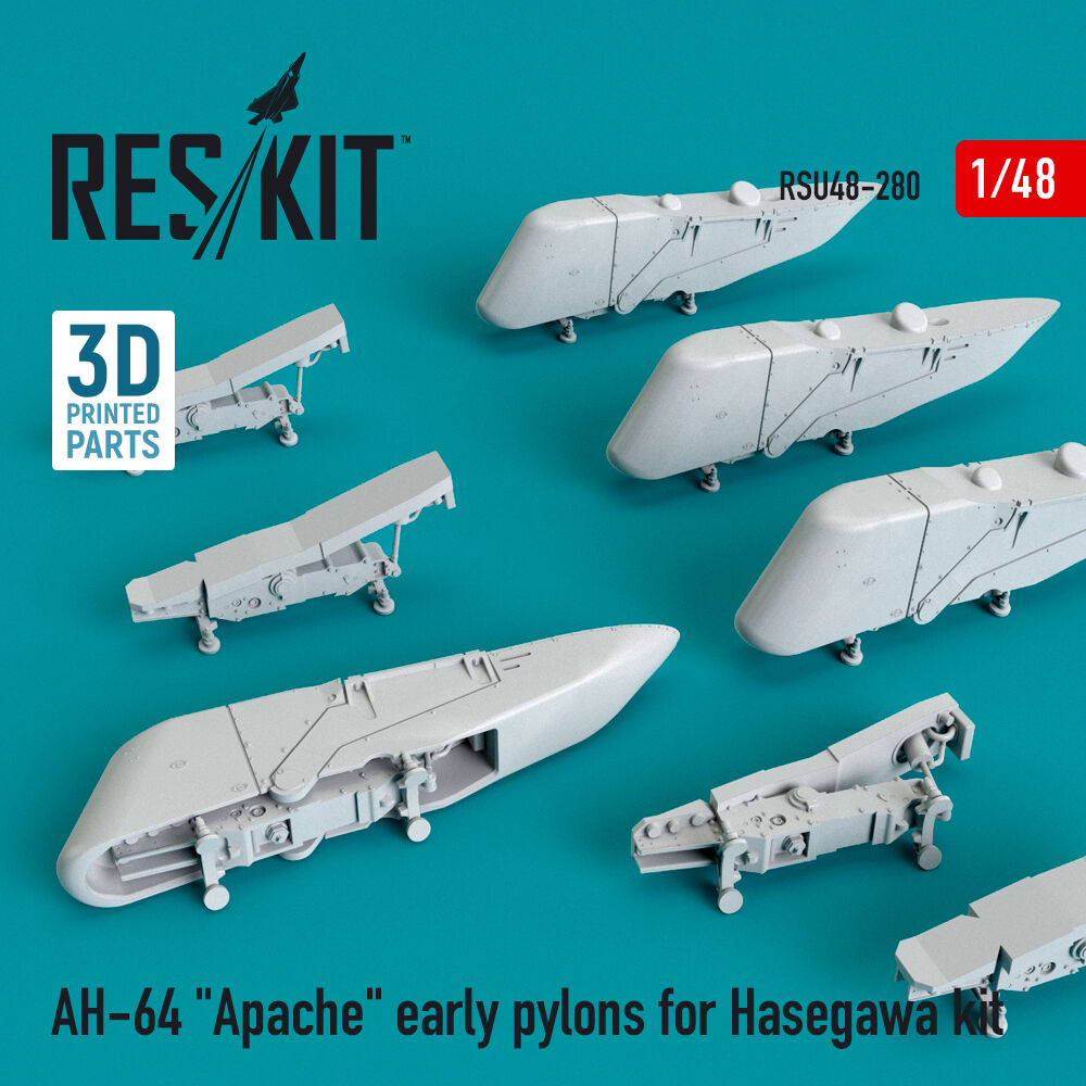 AH-64 Apache early pylons for Hasegawa kit (3D Printed)