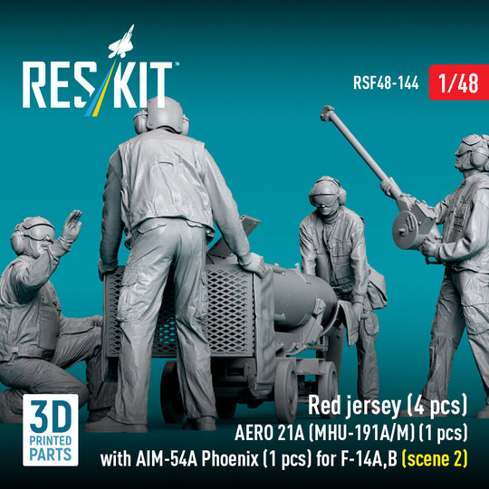 Red jersey (4 pcs) AERO 21A (MHU-191A/M) (1 pcs) with AIM-54A Phoenix (1 pcs) for F-14A,B (scene 2) (3D Printed)