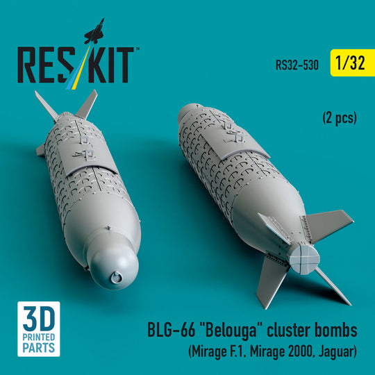 BLG-66 Belouga cluster bombs (2 pcs) (Mirage F.1, Mirage 2000, Jaguar) (3D Printed)