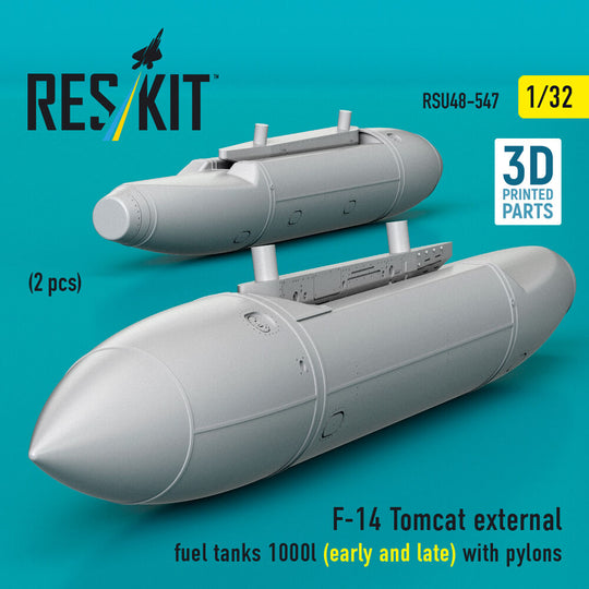 F-14 Tomcat external fuel tanks 1000l (early and late) with pylons (2pcs) (3D Printed)