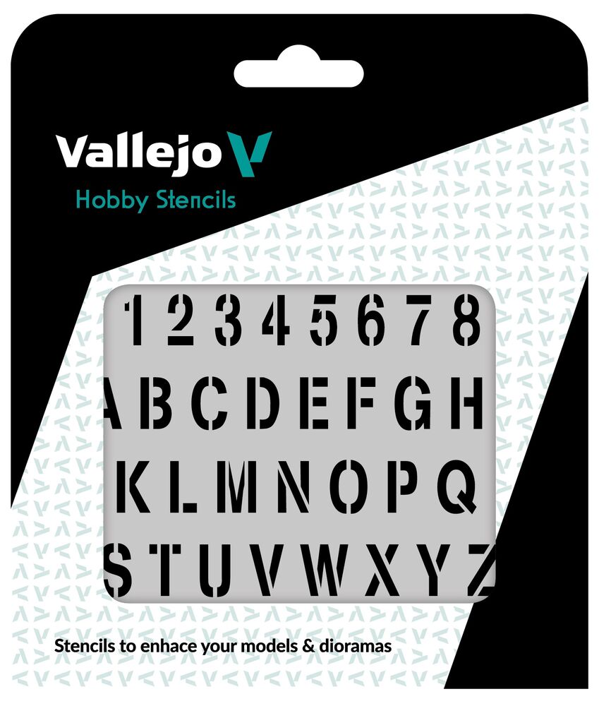 Vallejo Stencils: Stamp Font 125 x 125 mm