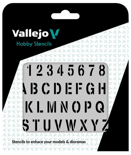 Vallejo Stencils: Stamp Font 125 x 125 mm