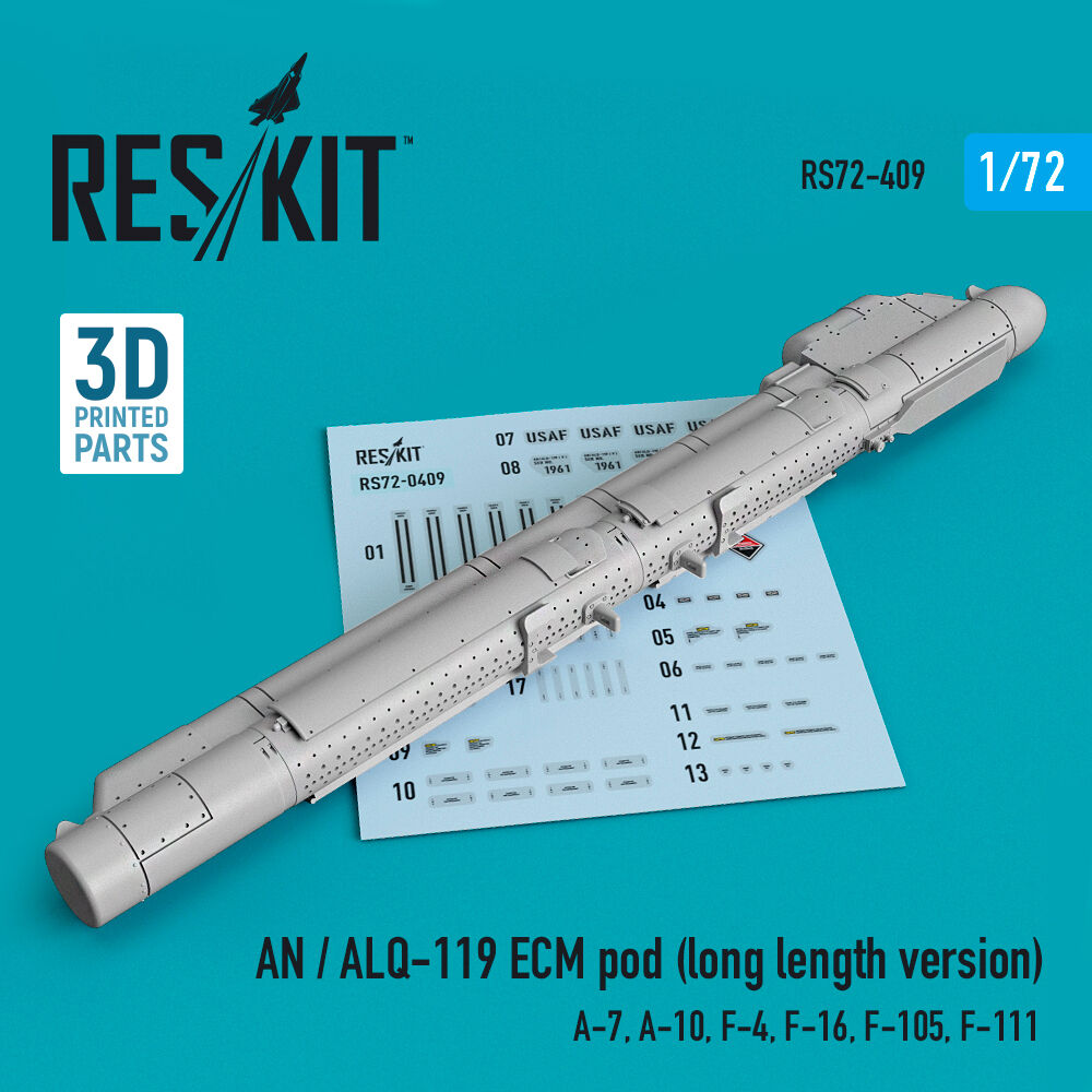 AN / ALQ-119 ECM pod (long length version) (A-7, A-10, F-4, F-16, F-105, F-111) (3D Printed)