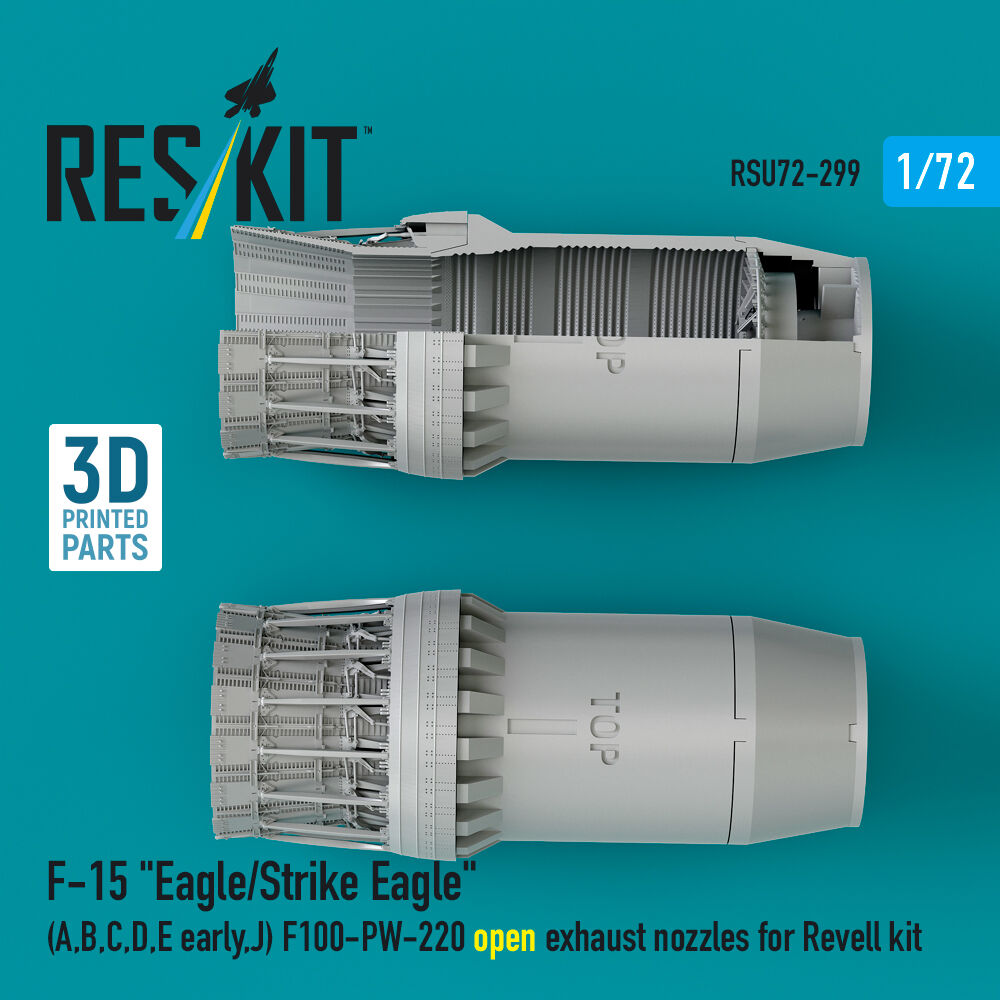 F?15 Eagle/Strike Eagle (A, B, C, D, E early, J) F100-PW-220 open exhaust nozzles for Revell kit (3D Printed)