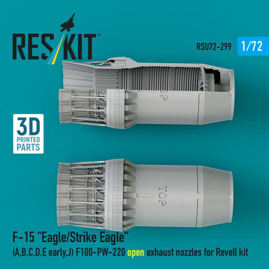 F?15 Eagle/Strike Eagle (A, B, C, D, E early, J) F100-PW-220 open exhaust nozzles for Revell kit (3D Printed)