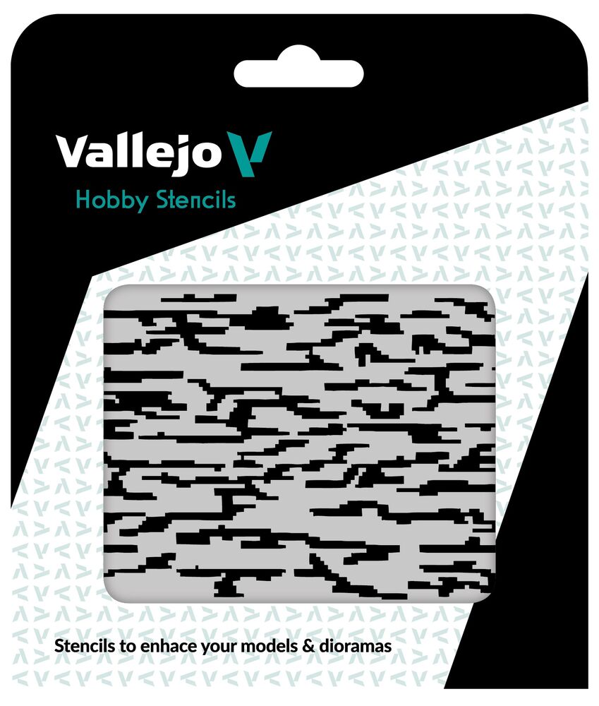 Vallejo Stencils: Pixelated Modern Camo 125 x 125 mm
