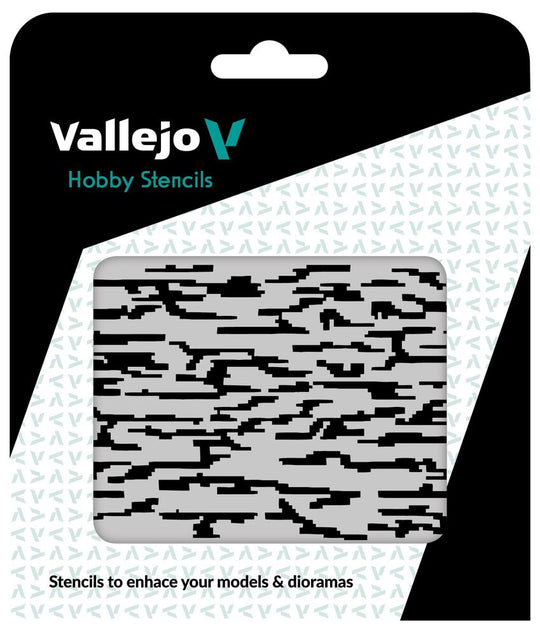 Vallejo Stencils: Pixelated Modern Camo 125 x 125 mm