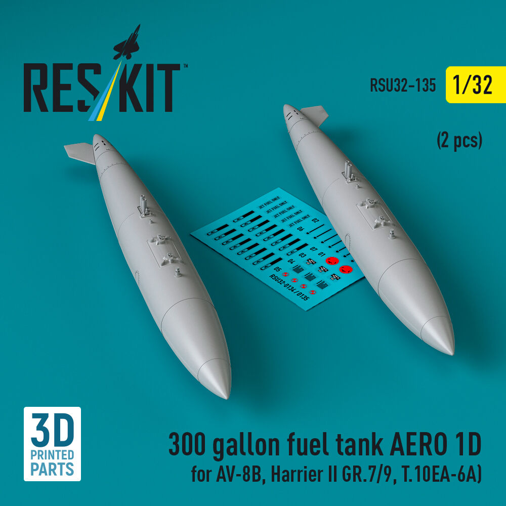 300 gallon fuel tank AERO 1D for AV-8B, Harrier II GR.7/9, T.10 (2 pcs) (3D Printed)