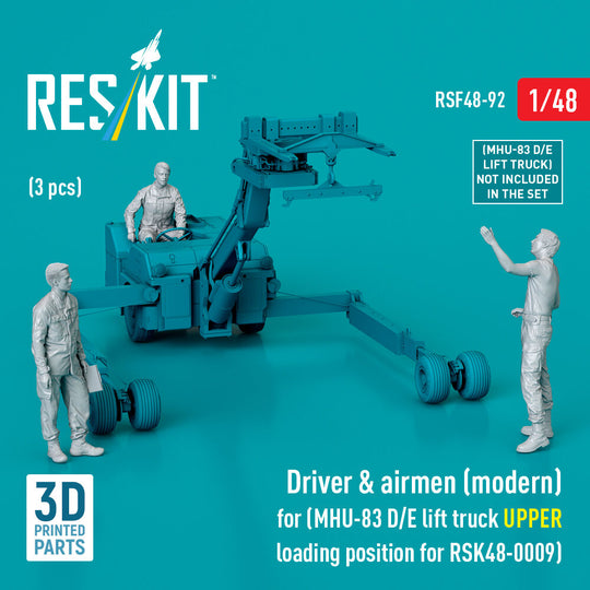 Driver & airmen (modern) (3 pcs) (MHU-83 D/E lift truck UPPER loading position for RSK48-0009) (3D Printed)