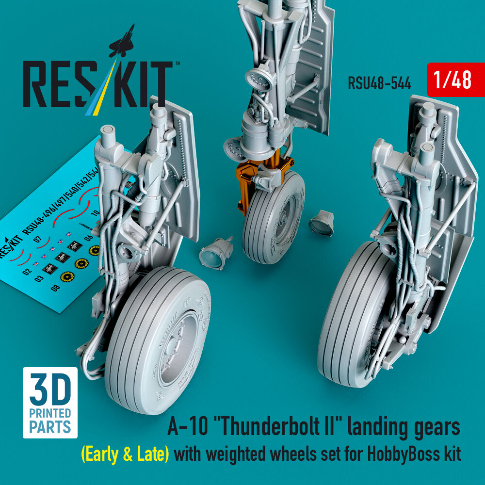 A-10 Thunderbolt II landing gears (Early & Late) with weighted wheels set for HobbyBoss kit (Metal+3D Printed)