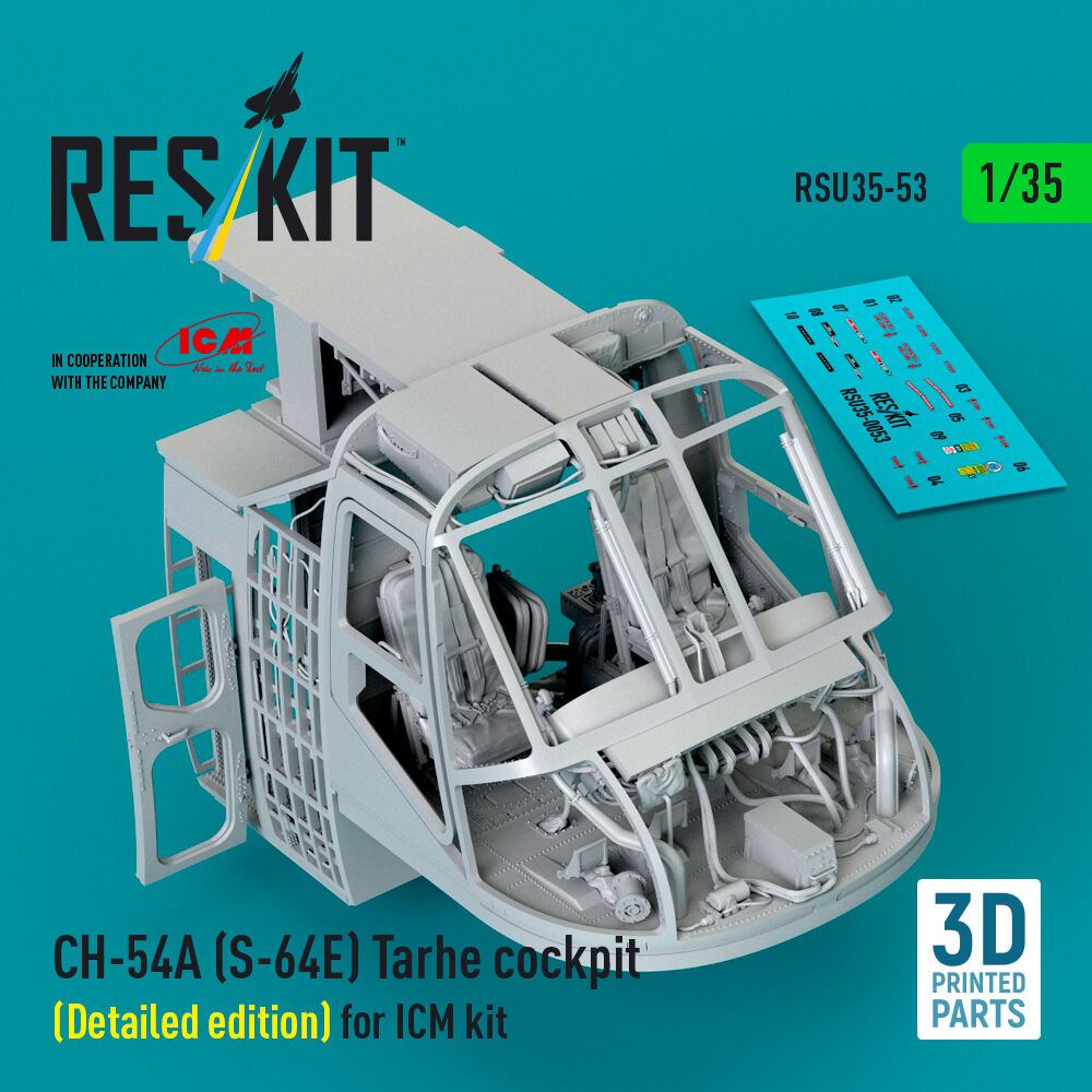CH-54A (S-64E) Tarhe cockpit (Detailed edition) for ICM kit (3D Printed)