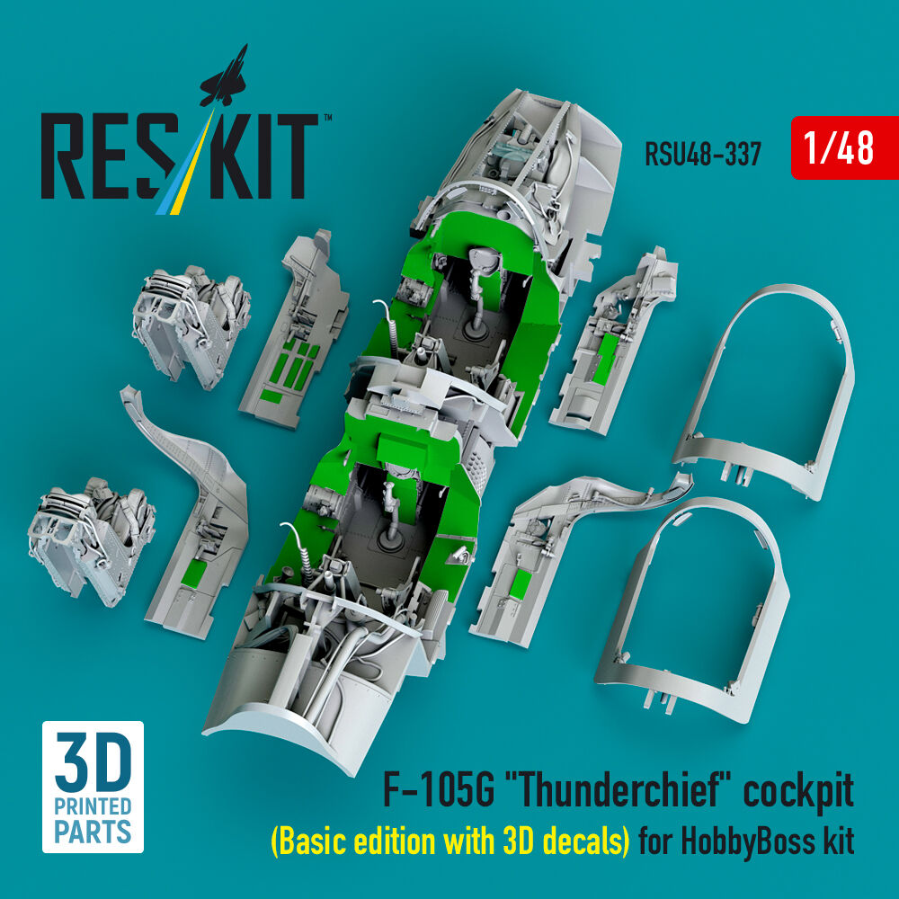F-105G Thunderchief cockpit (Basic edition with 3D decals) for HobbyBoss kit (3D Printed)