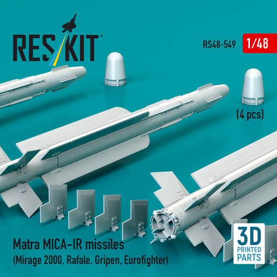 Matra MICA-IR missiles (4 pcs) (Mirage 2000, Rafale, Gripen, Eurofighter) (3D Printed)