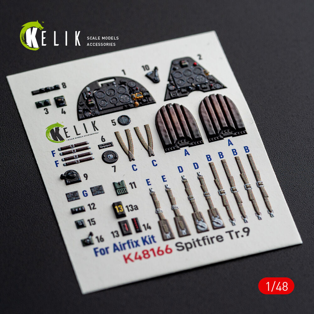 Spitfire TR.9 - interior 3D decals for Airfix