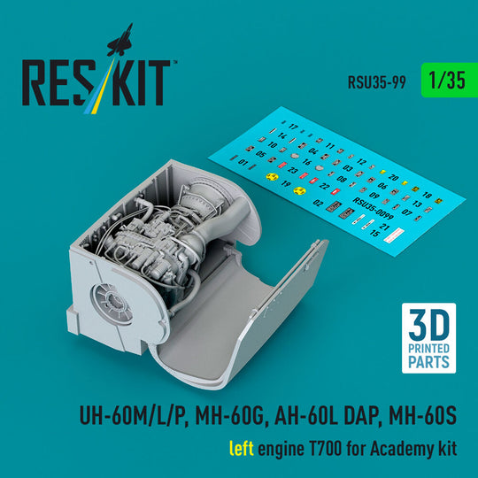 UH-60M/L/P, MH-60G, AH-60L DAP, MH-60S left engine T700 (3D Printed) for Academy